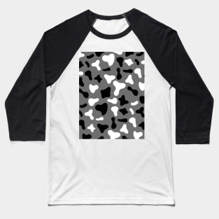 Grey Black White Dairy Cow Print Pattern Baseball T-Shirt